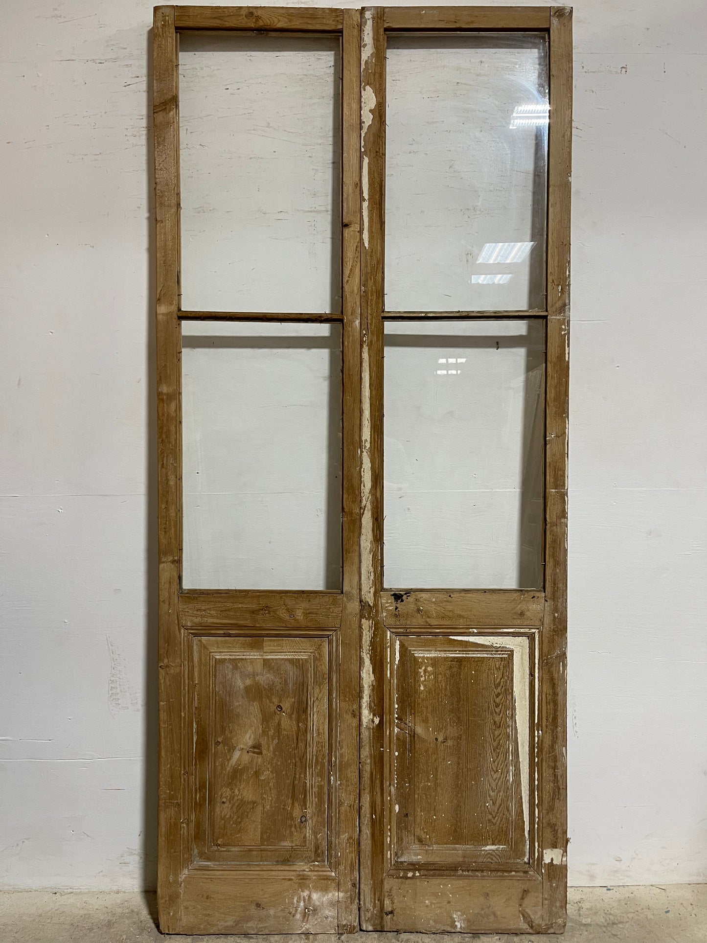 Antique French Panel Doors with glass  (100.25x44.5)  K306