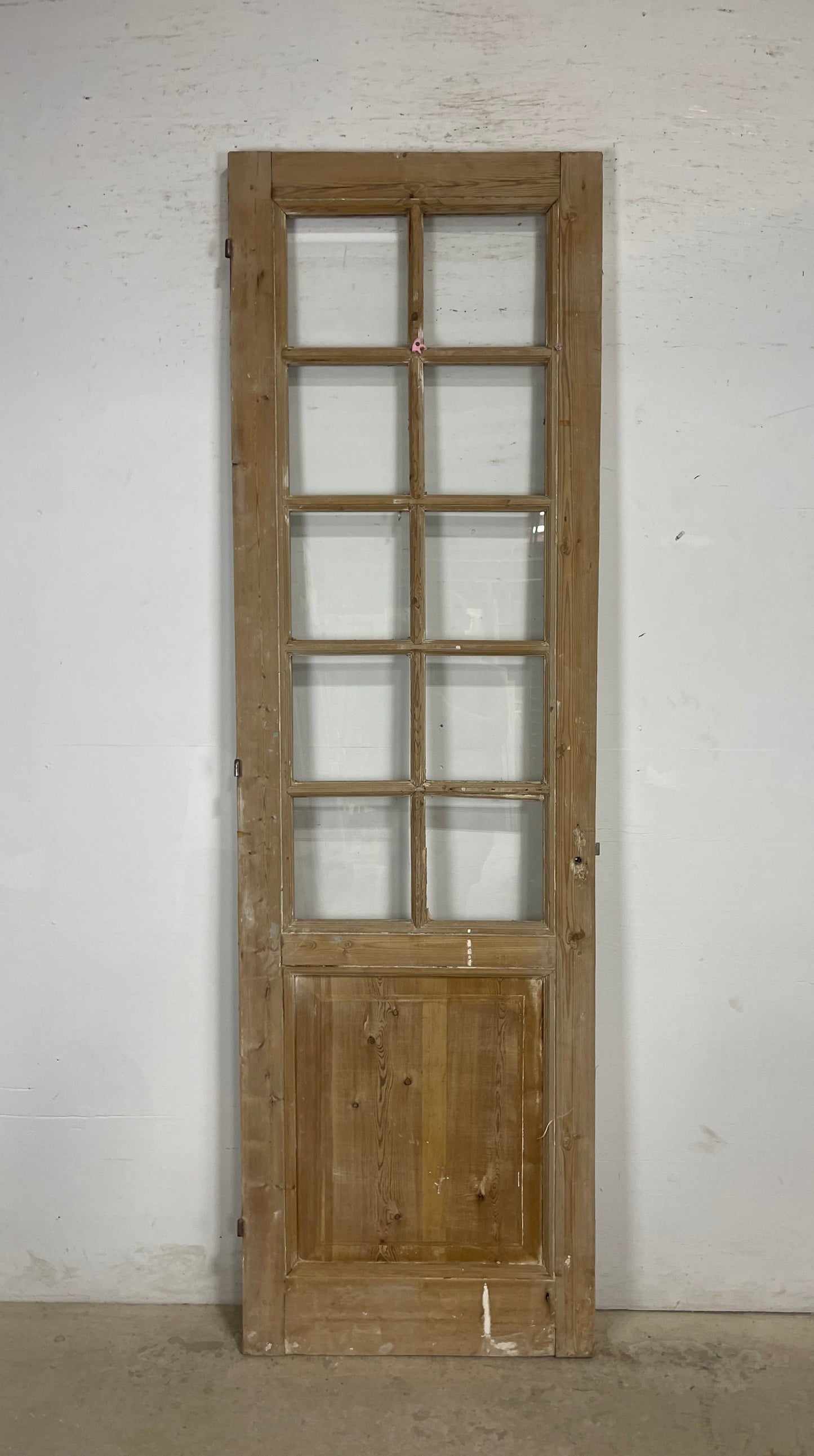 Antique French Panel Door with Glass  (93 x 28) M234