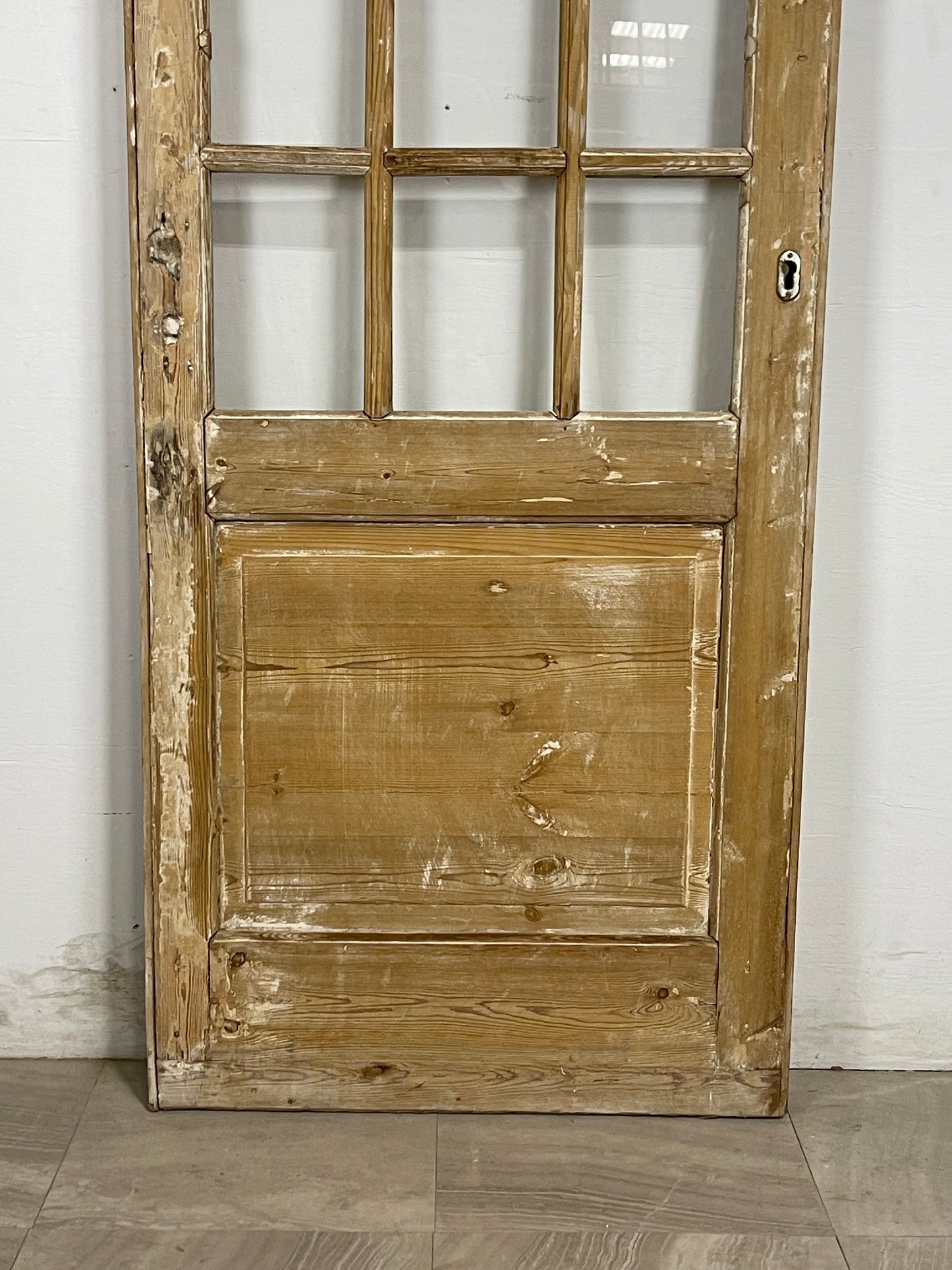 Antique French Panel Door with Glass  (86.5 x 32.75) N163