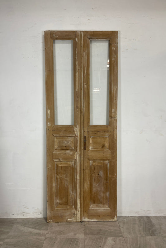 Antique French Panel Doors with Glass   (98.25 x 36.75)   N027