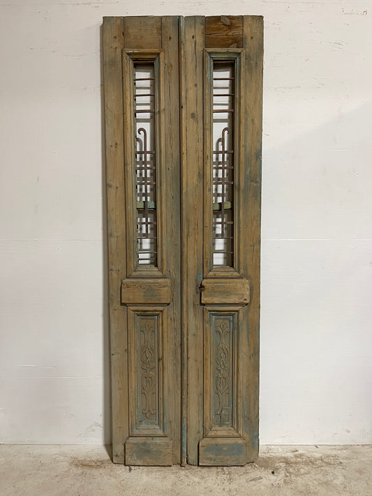 Antique French Panel Doors with metal (92.25x32) J112