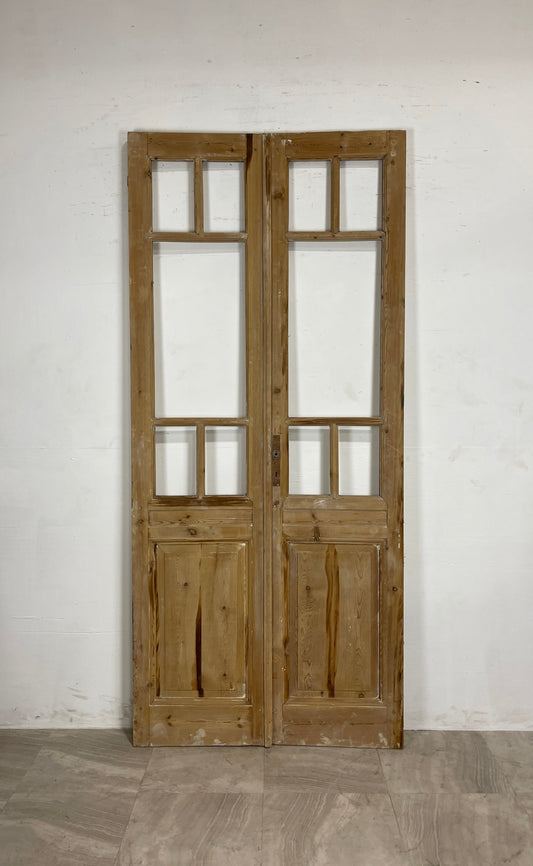 Antique French Panel Doors with Glass   (98.25 x 44)   N048