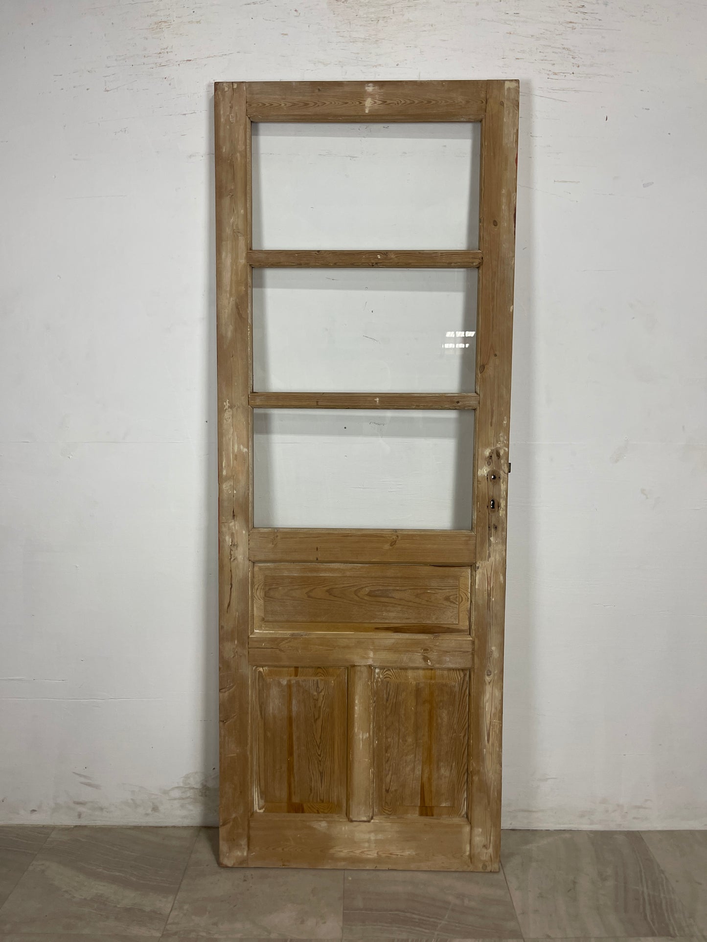 Antique French Panel Door with Glass  (86.25 x 32) N204