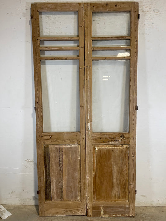 Antique French panel doors with glass (90.5x42.75) L164