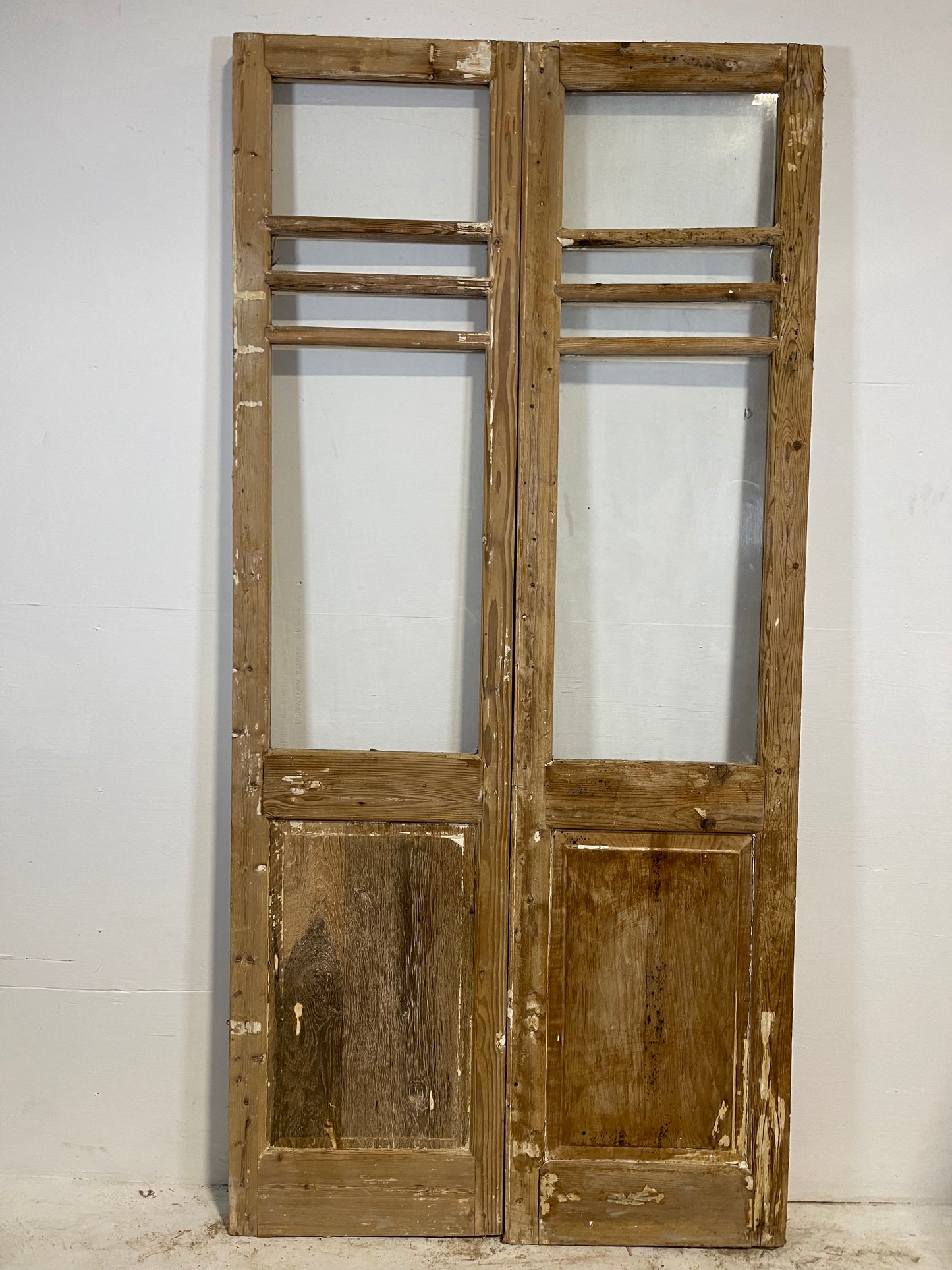 Antique French panel doors with glass (91x43) L207