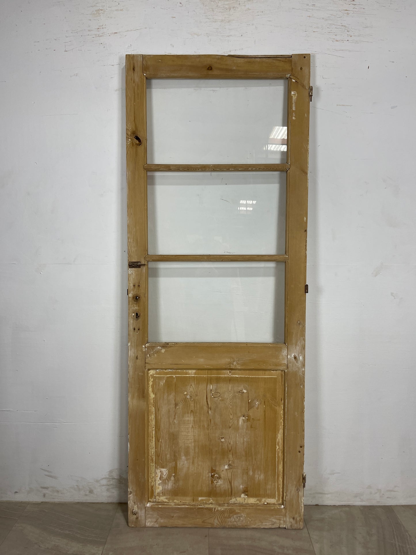 Antique French Panel Door with Glass  (84.25 x 32) N176