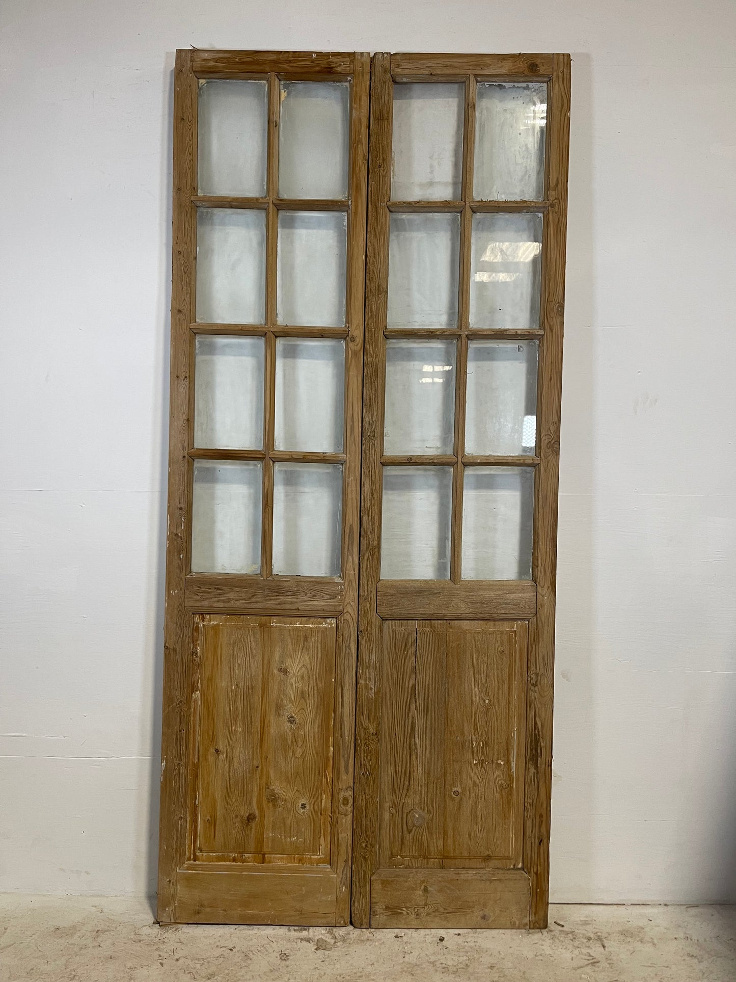 Antique French panel doors with glass (96x43.5) L220