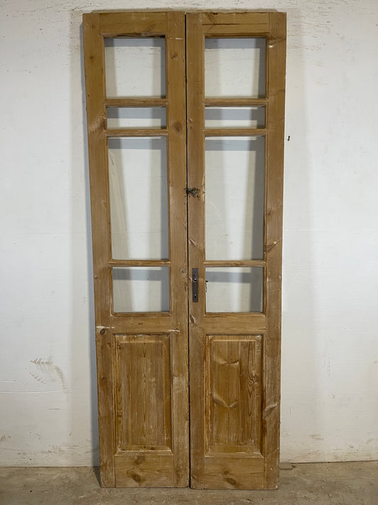 Antique French panel doors with glass (84.5x33.5) L171