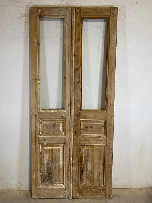 Antique French panel doors with glass (91.5x39.25) L153