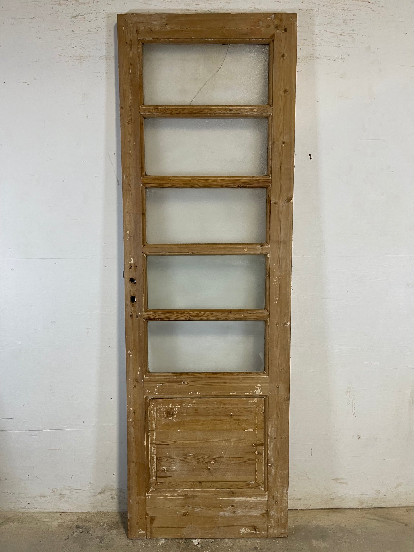 Antique French Panel Door with Glass  (85.75x27.5) L128