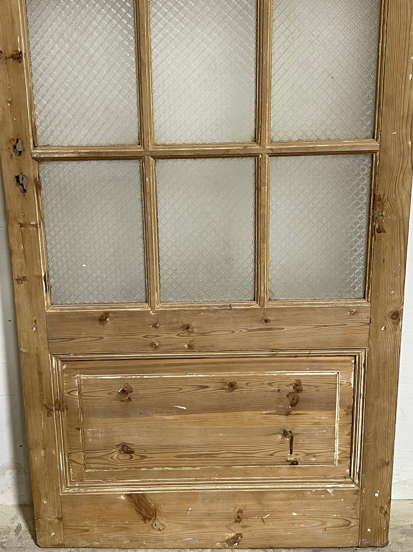 Antique  French Panel Door with Glass  (88x36) K326 single