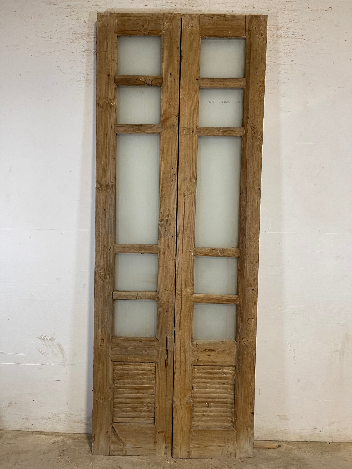 Antique French panel doors with glass (92.25x34.5) L185