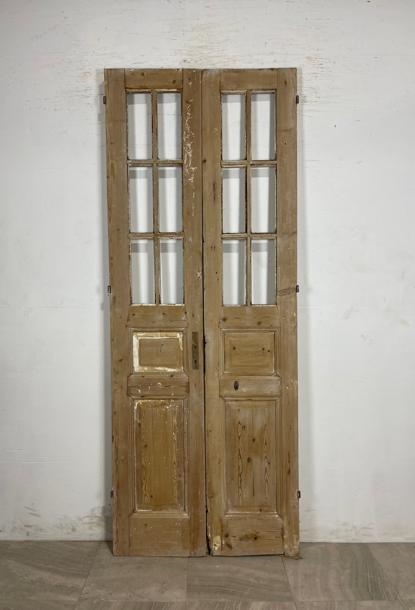 Antique French Panel Door with Glass  (92.25 x 35.75 ) N179