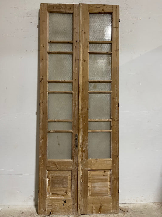 Antique French Panel Doors withg Glass (101.25x38.25) J324A