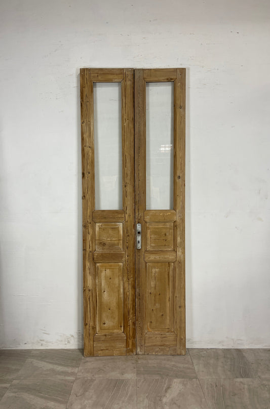 Antique French Panel Doors with Glass   (94.5 x 34)   N038