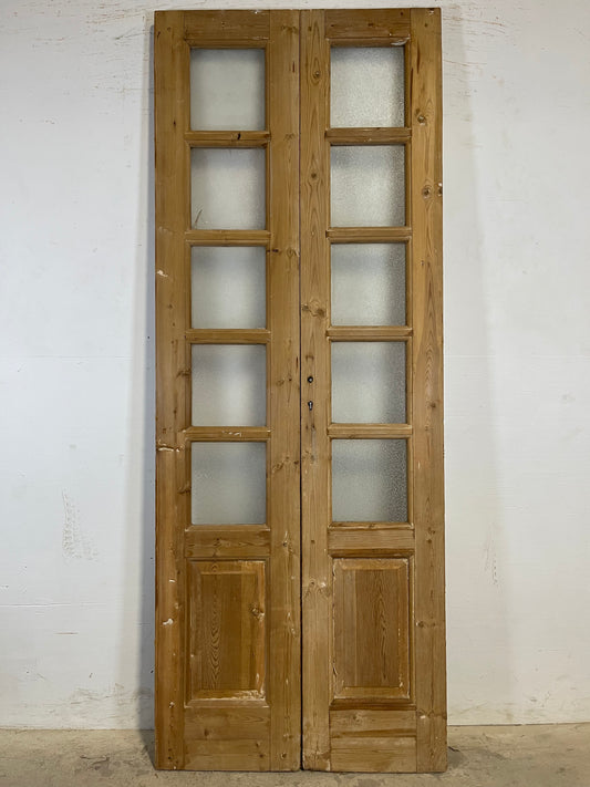 Antique French panel doors with glass (88.5x33.5) K329