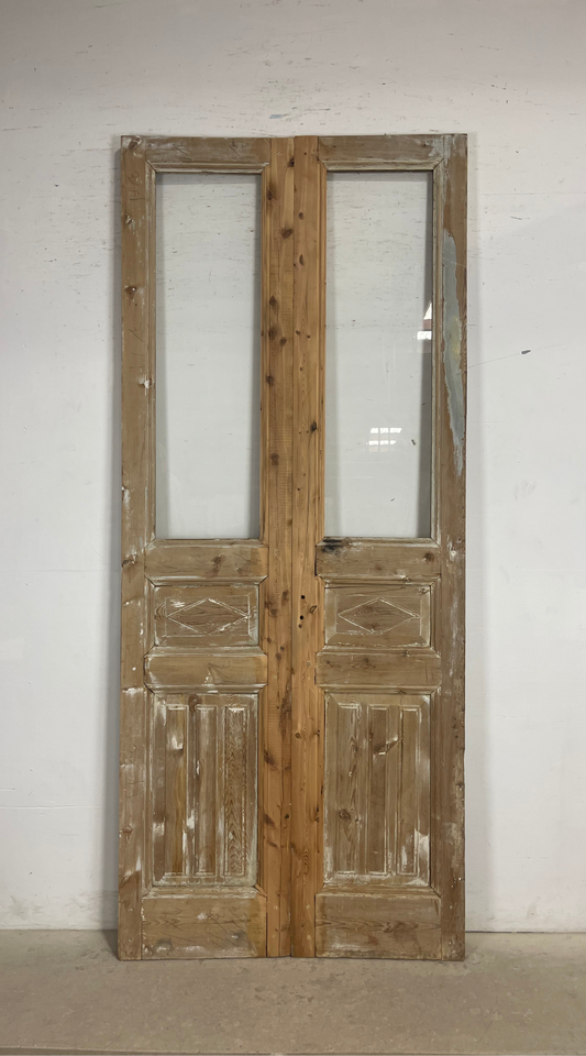 Antique  French Panel Doors with glass (102.5x43.25)   M267