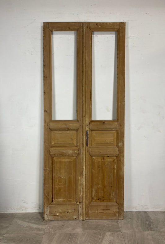 Antique French Panel Doors with Glass   (100.75 x 42)   N032