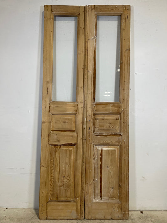 Antique French panel doors with glass (94.75x38.75) L350