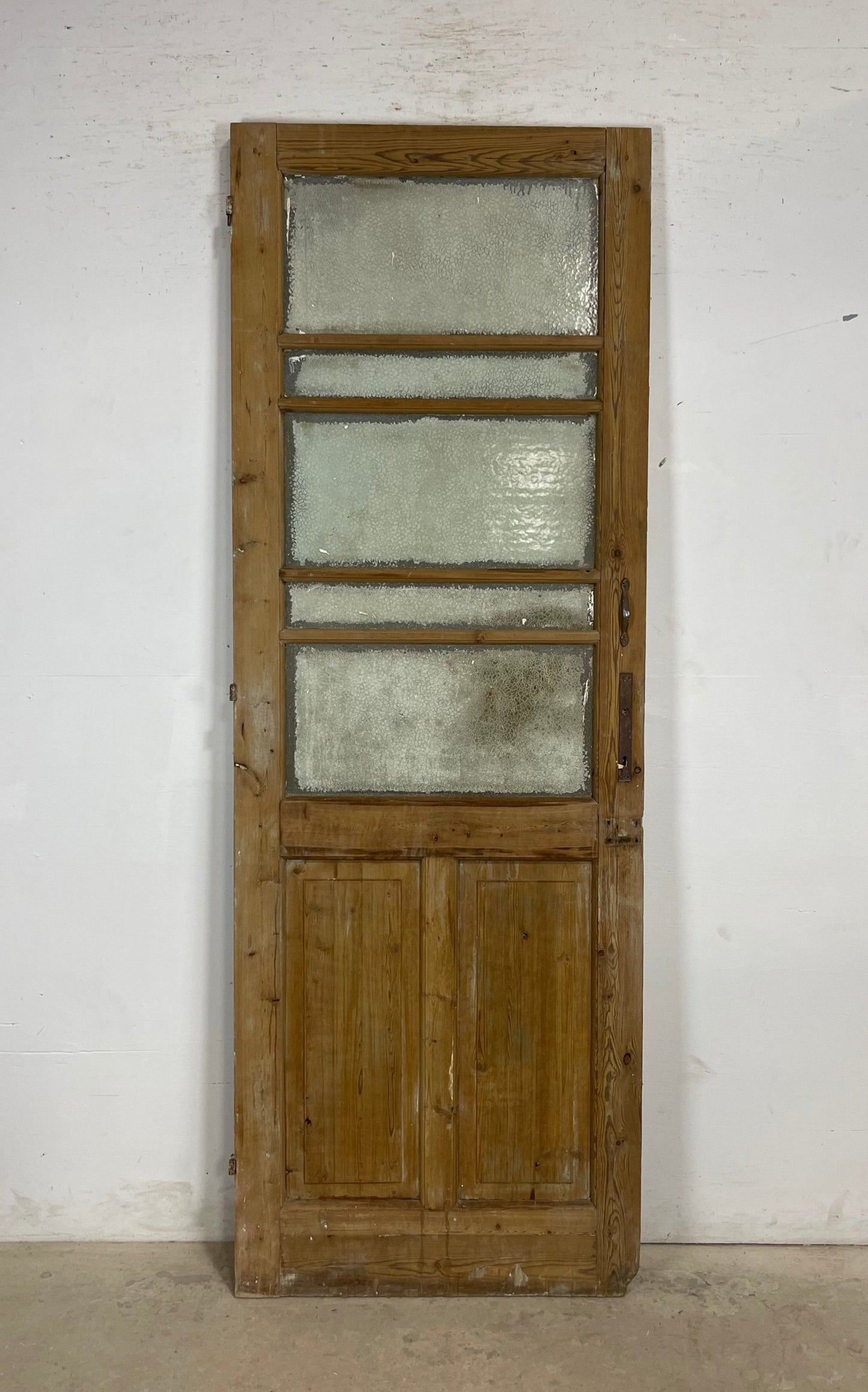 Antique French Panel Door with Glass  (90.25 x 31.75) M236