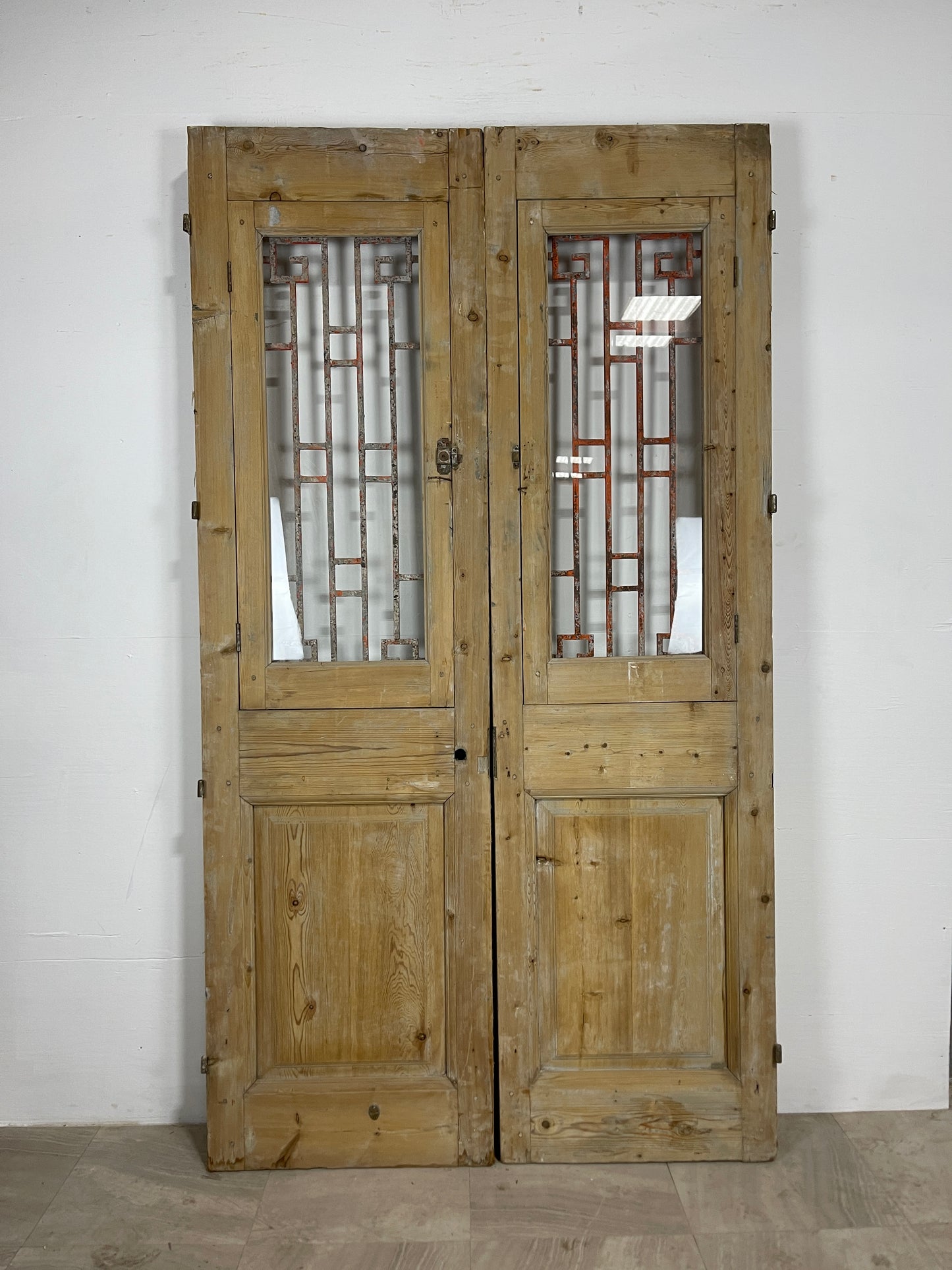 Antique French panel doors with Metal (92.5 x 51.25) O25