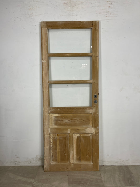 Antique French Panel Door with Glass  ( 84.75 x 31.75) N169