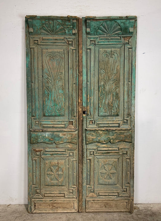 Antique  French Panel Doors with Carving  (91.75 x 51.25) M043