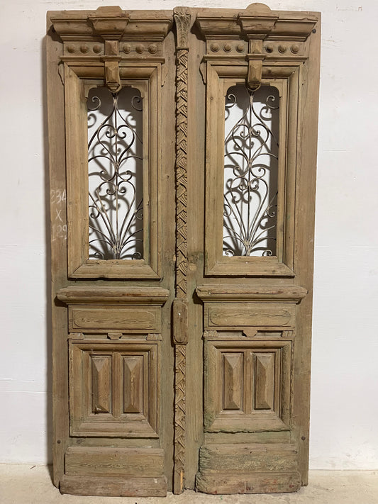 Antique French Panel Doors with Metal (92x51) K101