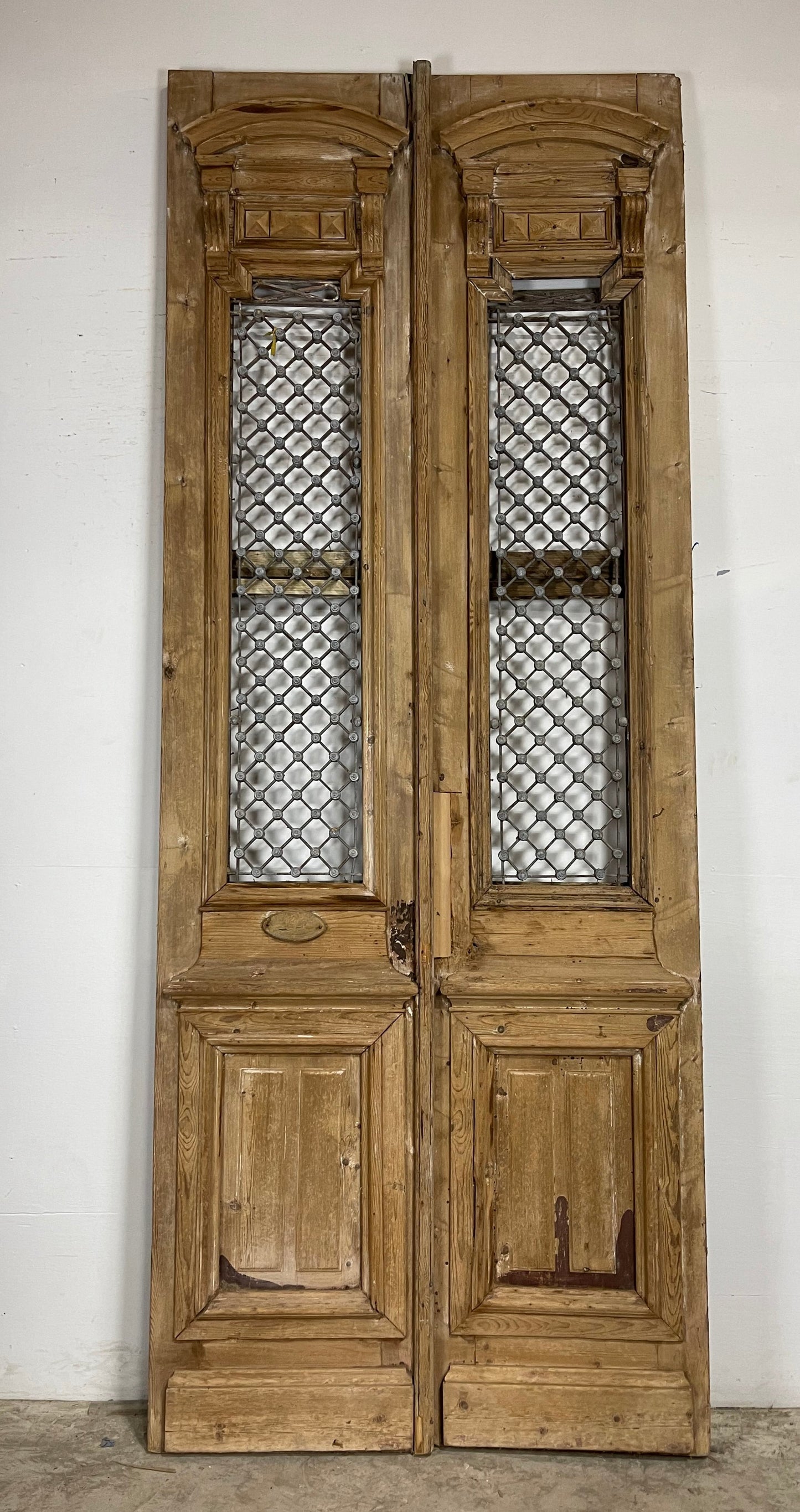 Antique French Panel Doors with Metal (121 x 47.5) M059