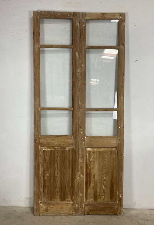 Antique  French Panel Doors with glass (98x35.75)   M111