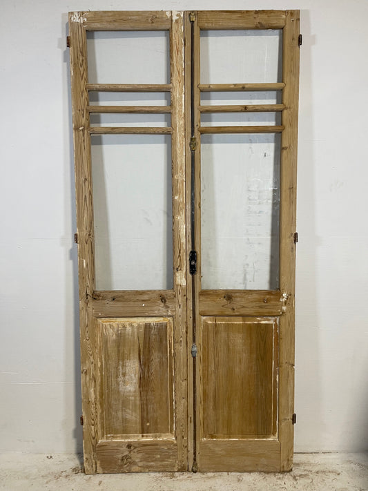 Antique French panel doors with glass (90.75x43) L208