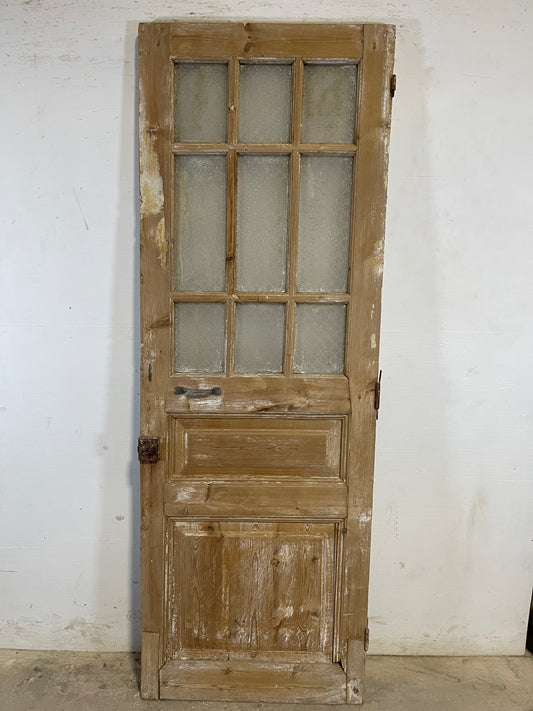 Antique  French Panel Door with Glass  (83.75x29) L137 not in good shape