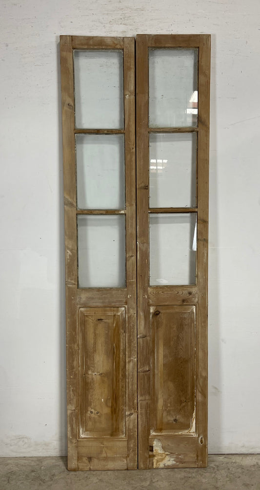 Antique  French Panel Doors with glass (91.75x30.5)   M082