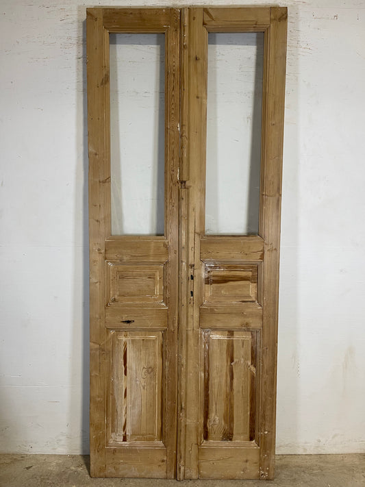 Antique French panel doors with glass (94.25x38.5) K341