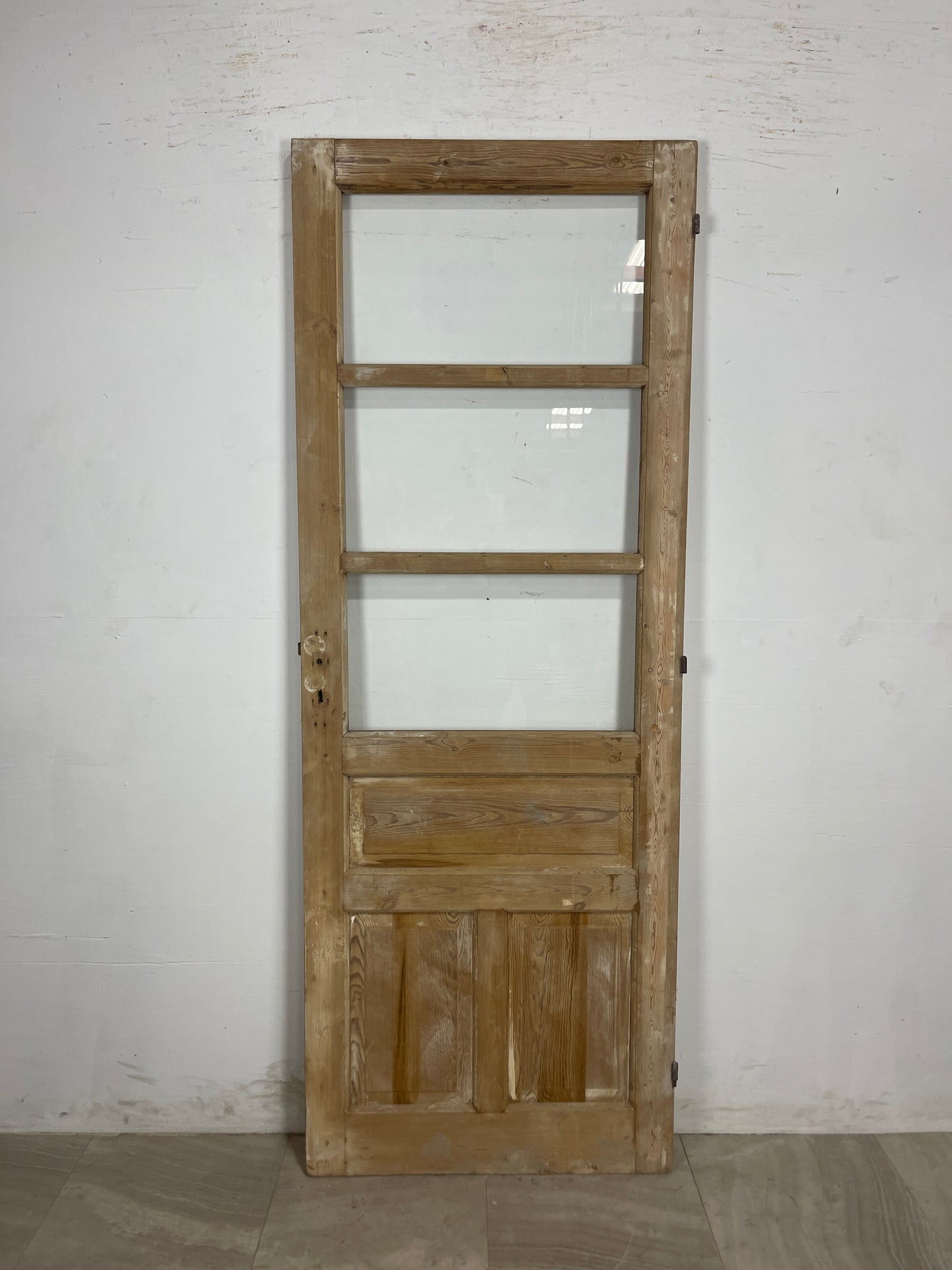 Antique French Panel Door with Glass  (86.25 x 32) N204