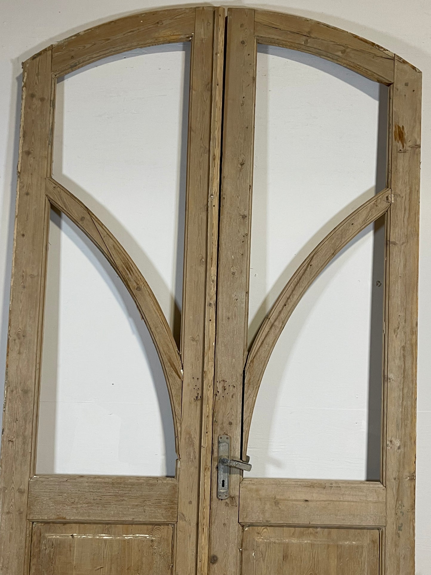 Antique French panel doors with glass with Transom  (NO GLASS)(100.5x51.5) L204