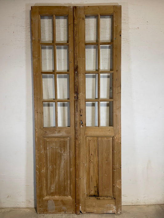 Antique French panel doors with glass (104.25x43.5) L152