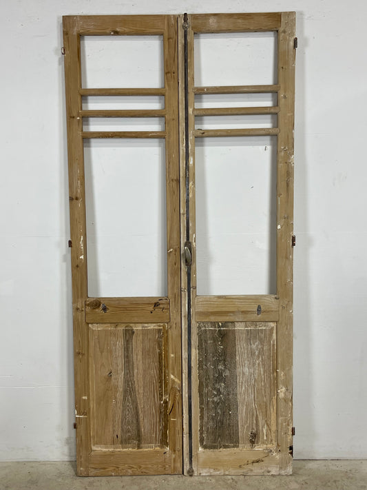 Antique French panel doors with glass (89x43.5) L388