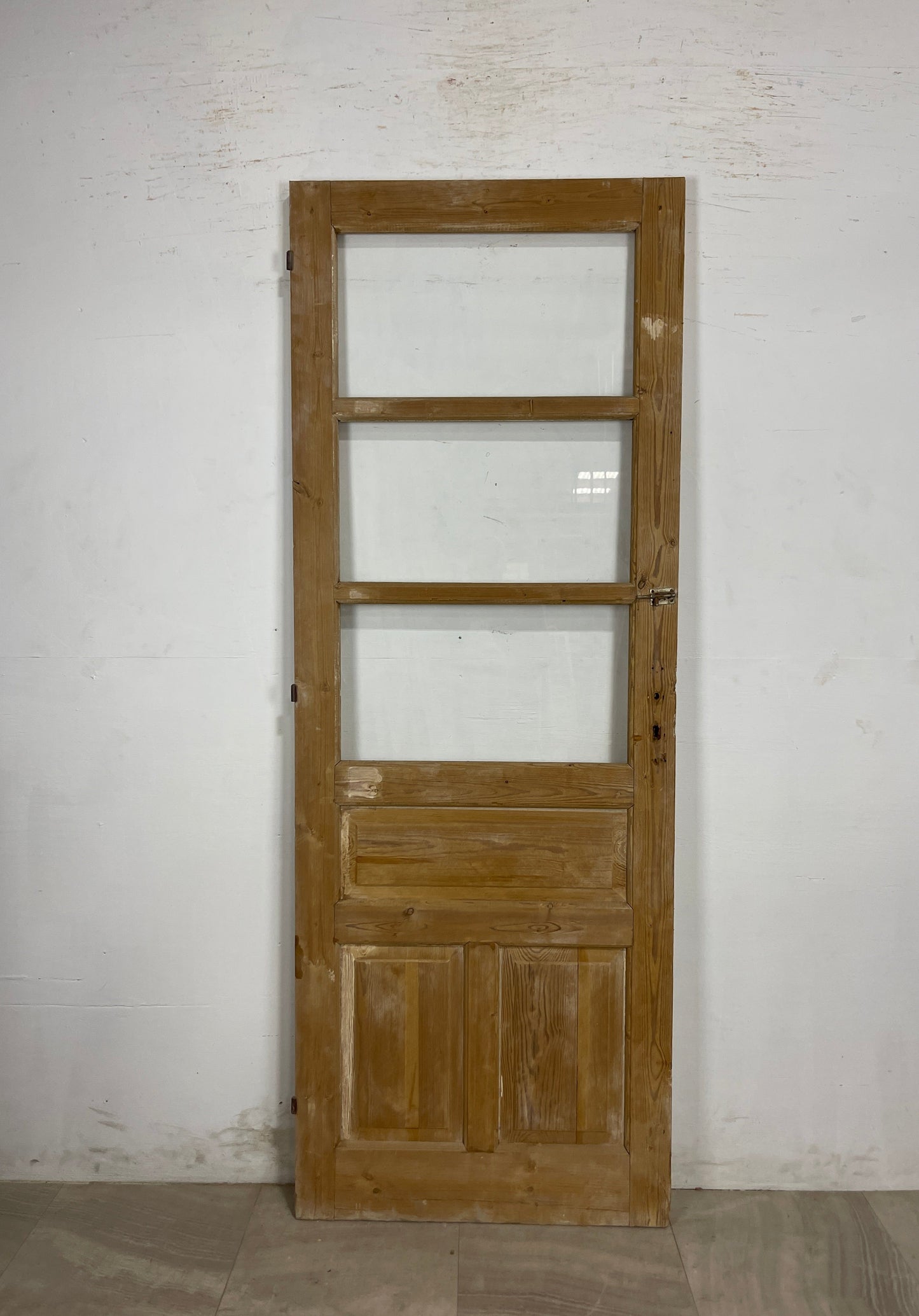 Antique French Panel Door with Glass  (86.75 x 31.75) N170