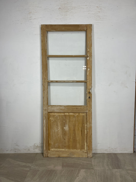 Antique French Panel Door with Glass  (84.5 x31.75) N158