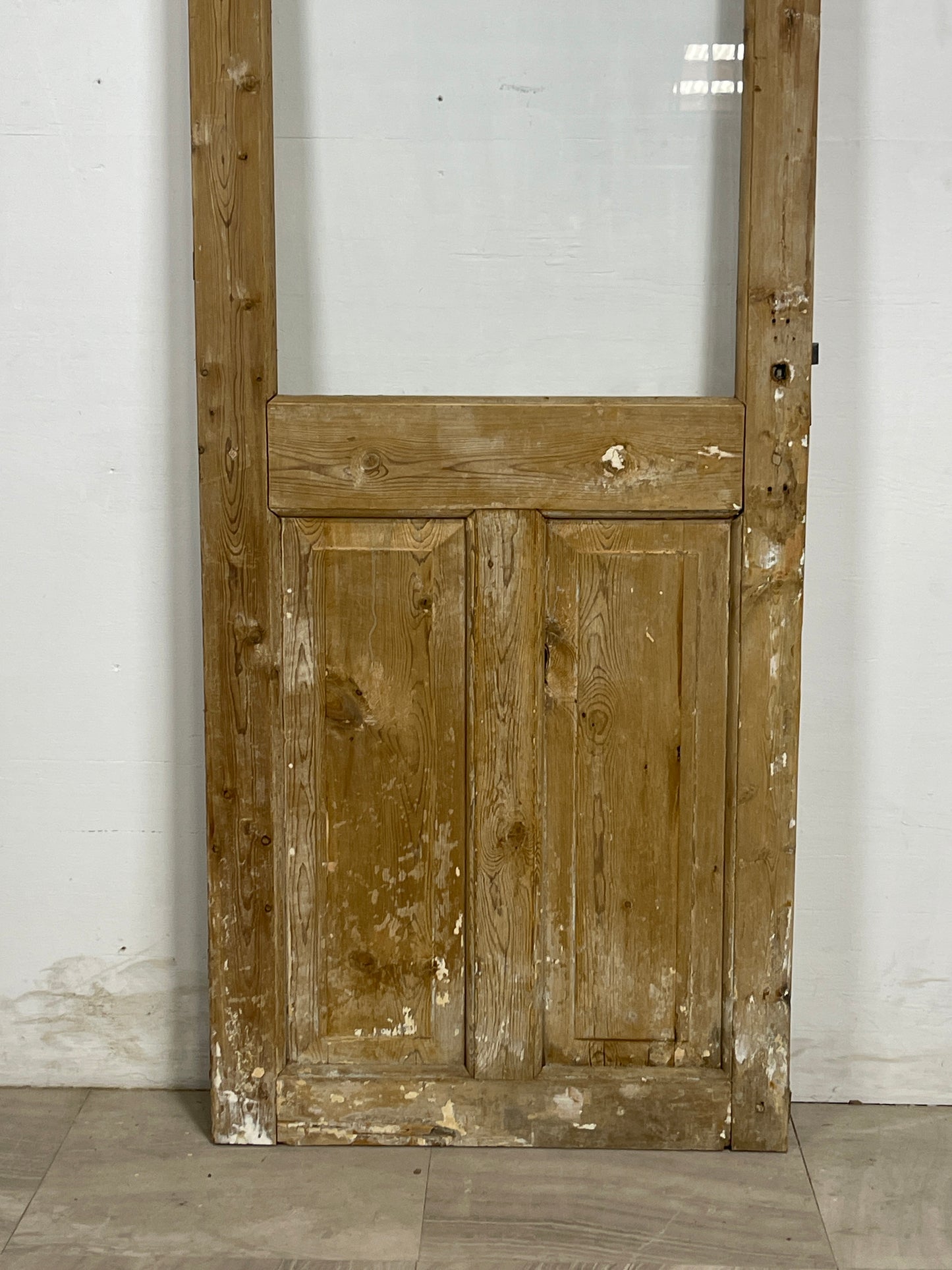 Antique French Panel Door with Glass  (84.75 x 28.25) N168