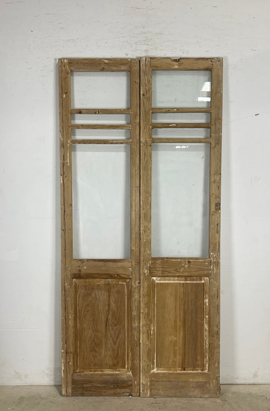 Antique  French Panel Doors with glass (90.5x42.75)   M107