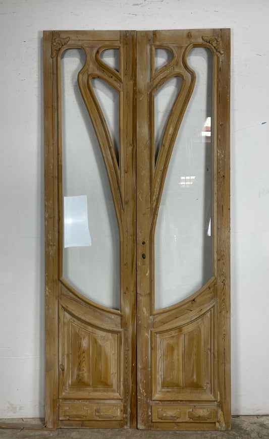 Antique  French Panel Doors with Carving  (98.25 xz 46.25) M049