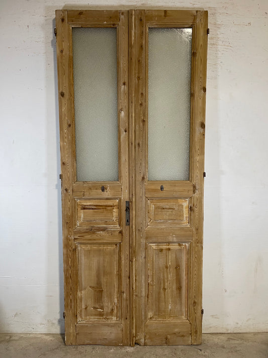 Antique French panel doors with glass (96.25x41.5) L144