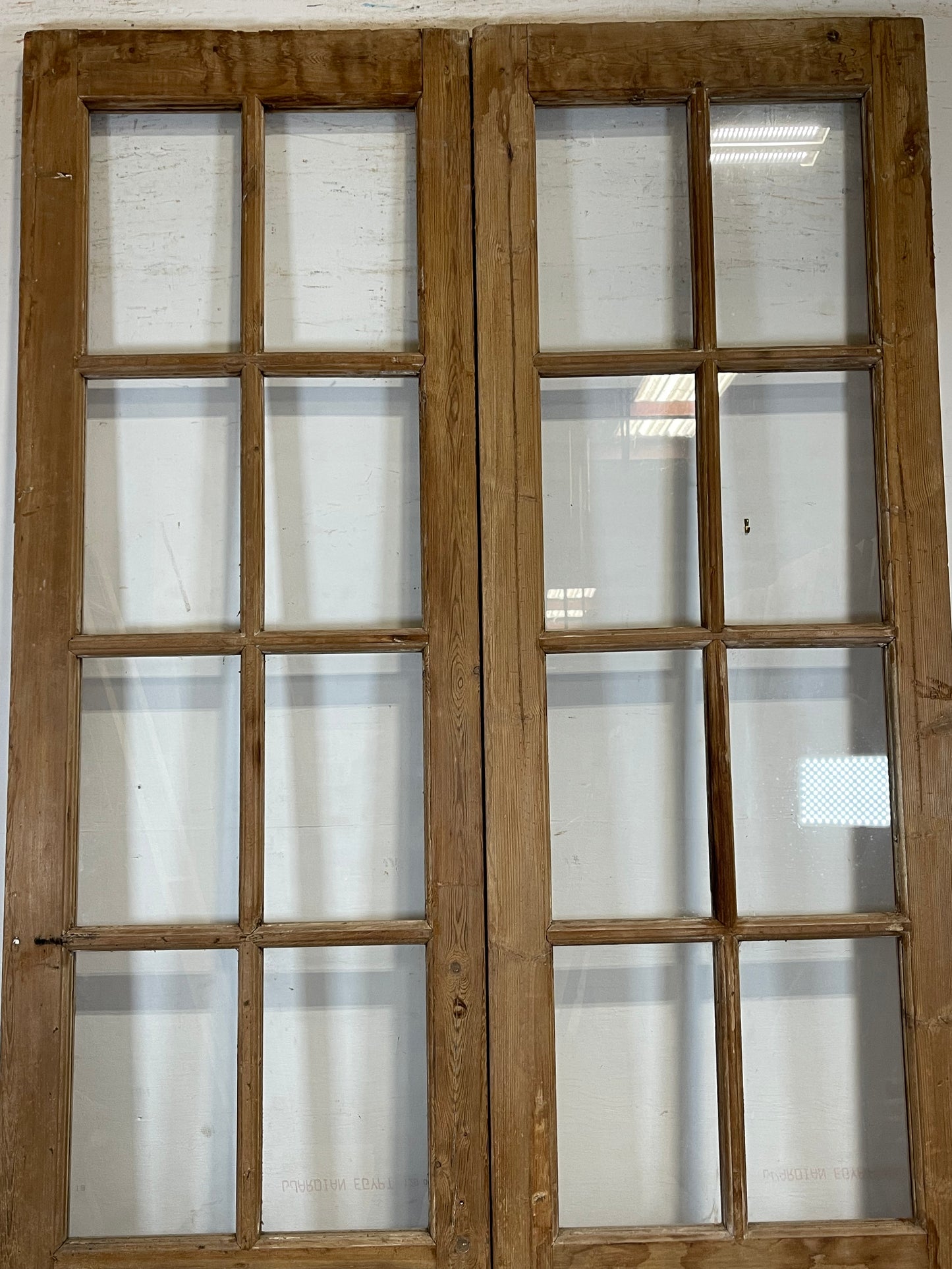 Antique  French Panel Door with Glass  (92.25x50.25) K313