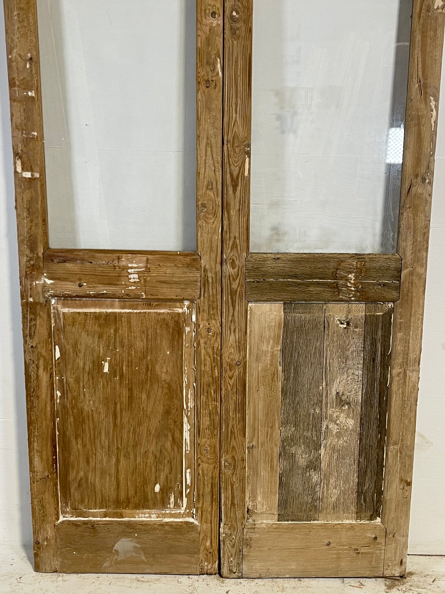 Antique French panel doors with glass (91.25x43) L206