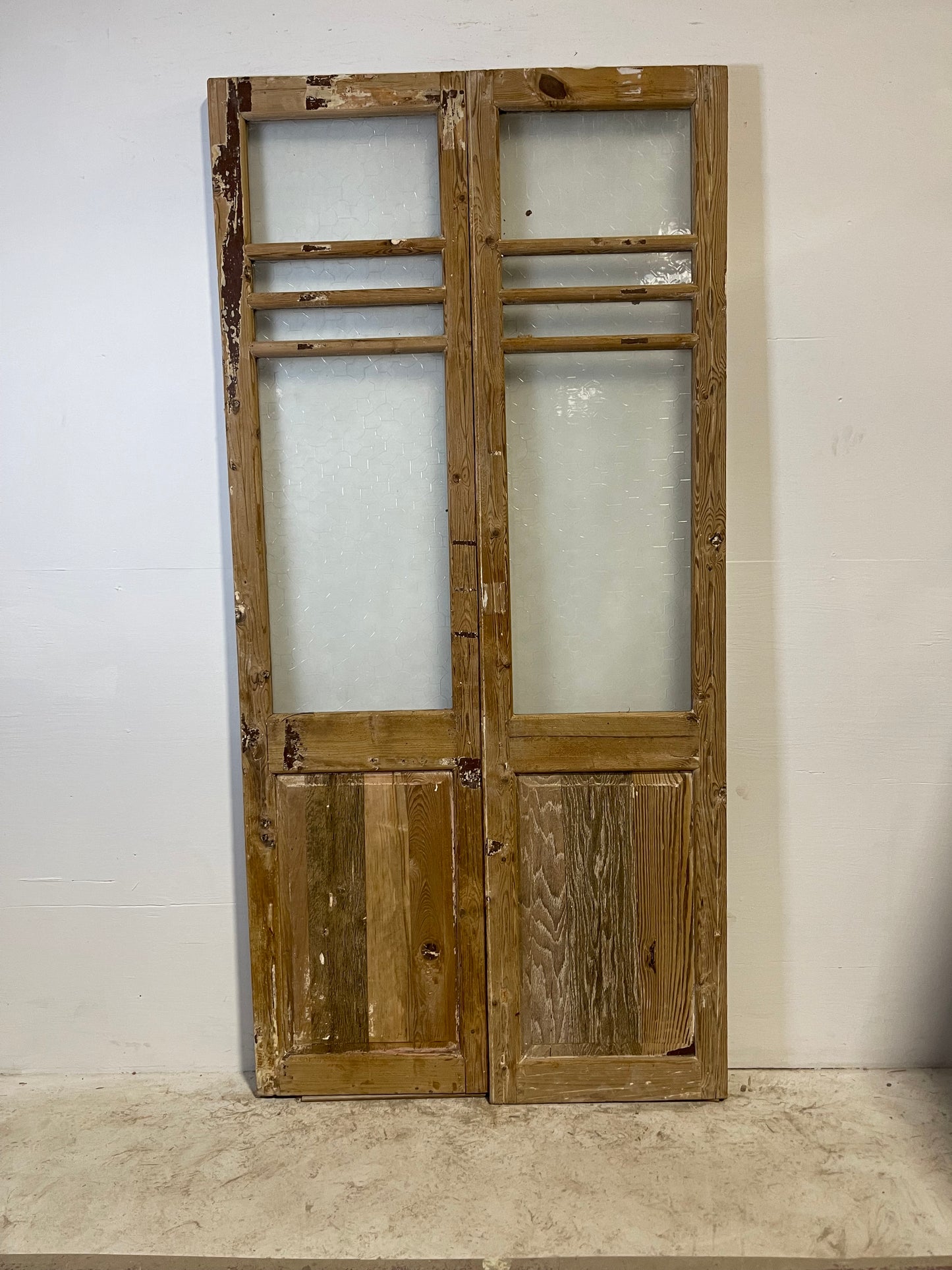 Antique French panel doors with glass (87.75x42.5) L225