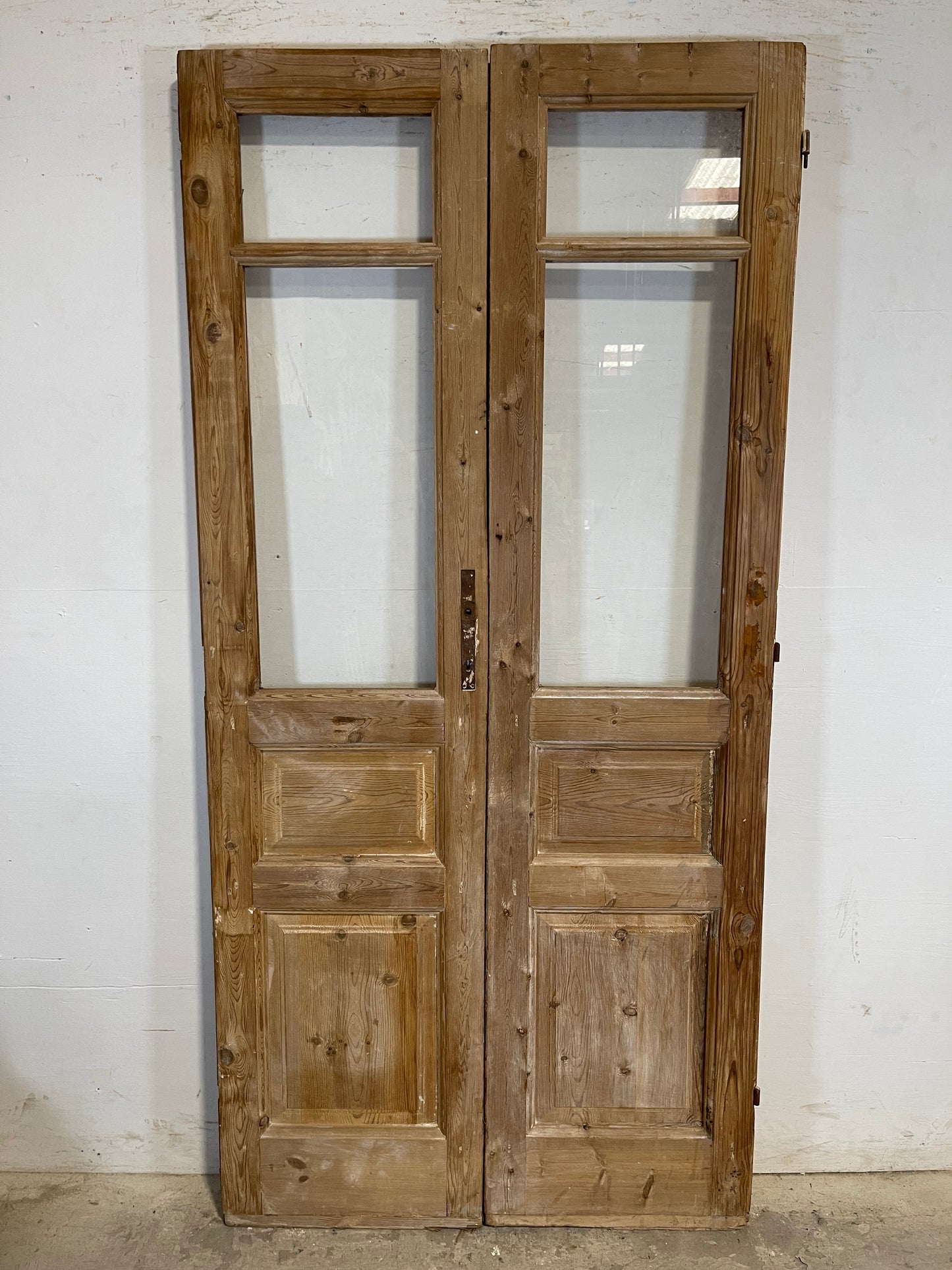 Antique French panel doors with glass (83x40.25) L109