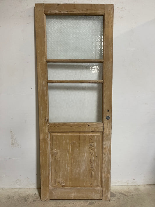 Antique  French Panel Door with Glass  (84x31.5) J918