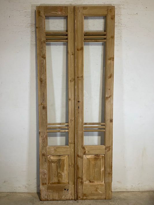 Antique French panel doors with glass (97x37.75) L155